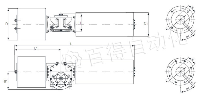 G型氣動(dòng)執(zhí)行器單作用安裝尺寸圖