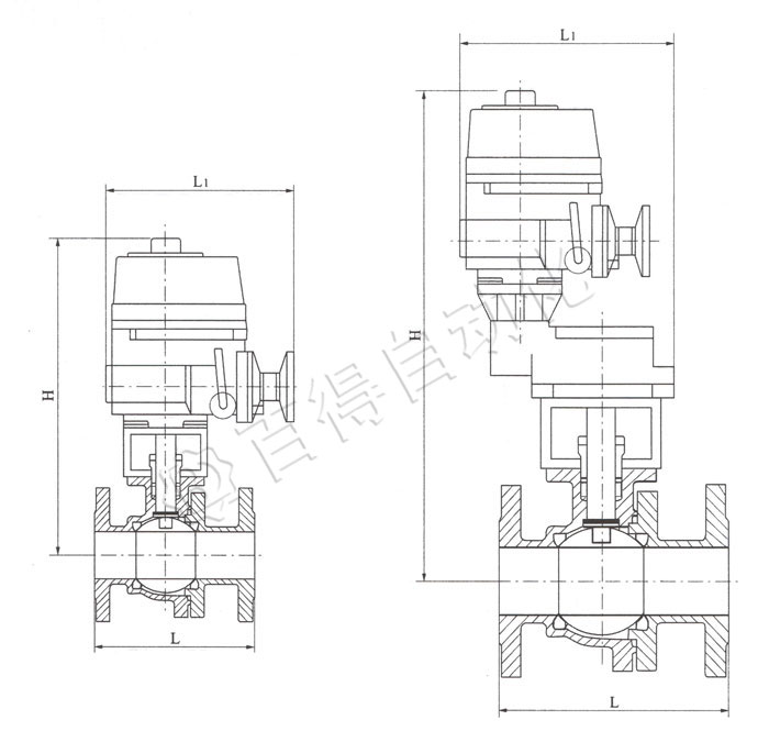 電動O型球閥安裝尺寸圖