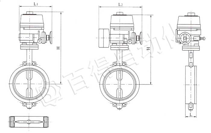 電動(dòng)對(duì)夾式軟密封蝶閥安裝尺寸圖